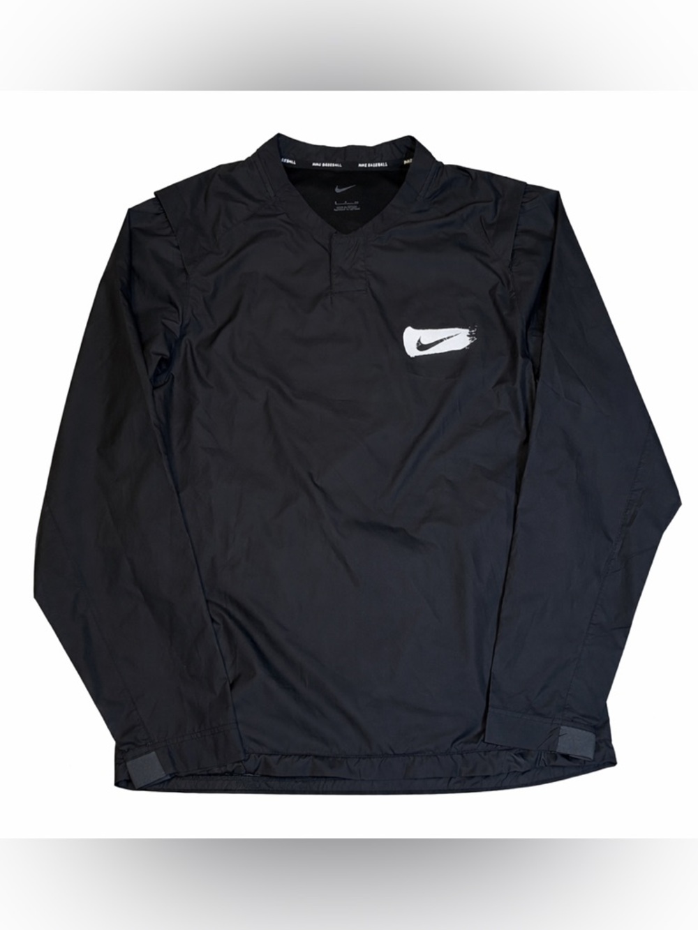 Nike Baseball Men's Black Windbreaker with White Logo